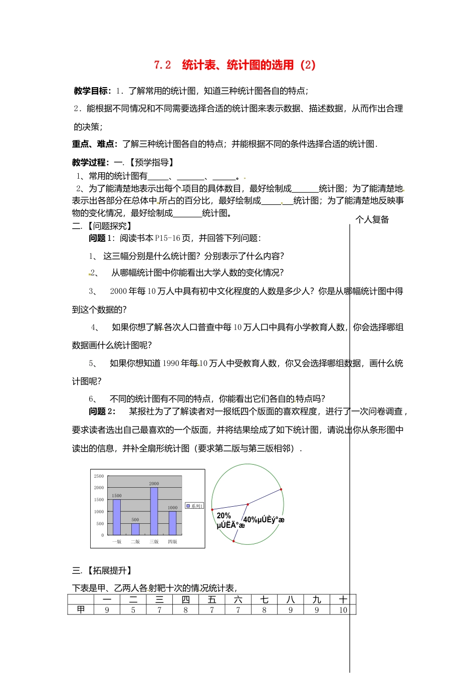 苏科初中数学八下《7．2　统计表、统计图的选用》word教案 (9).doc_第1页
