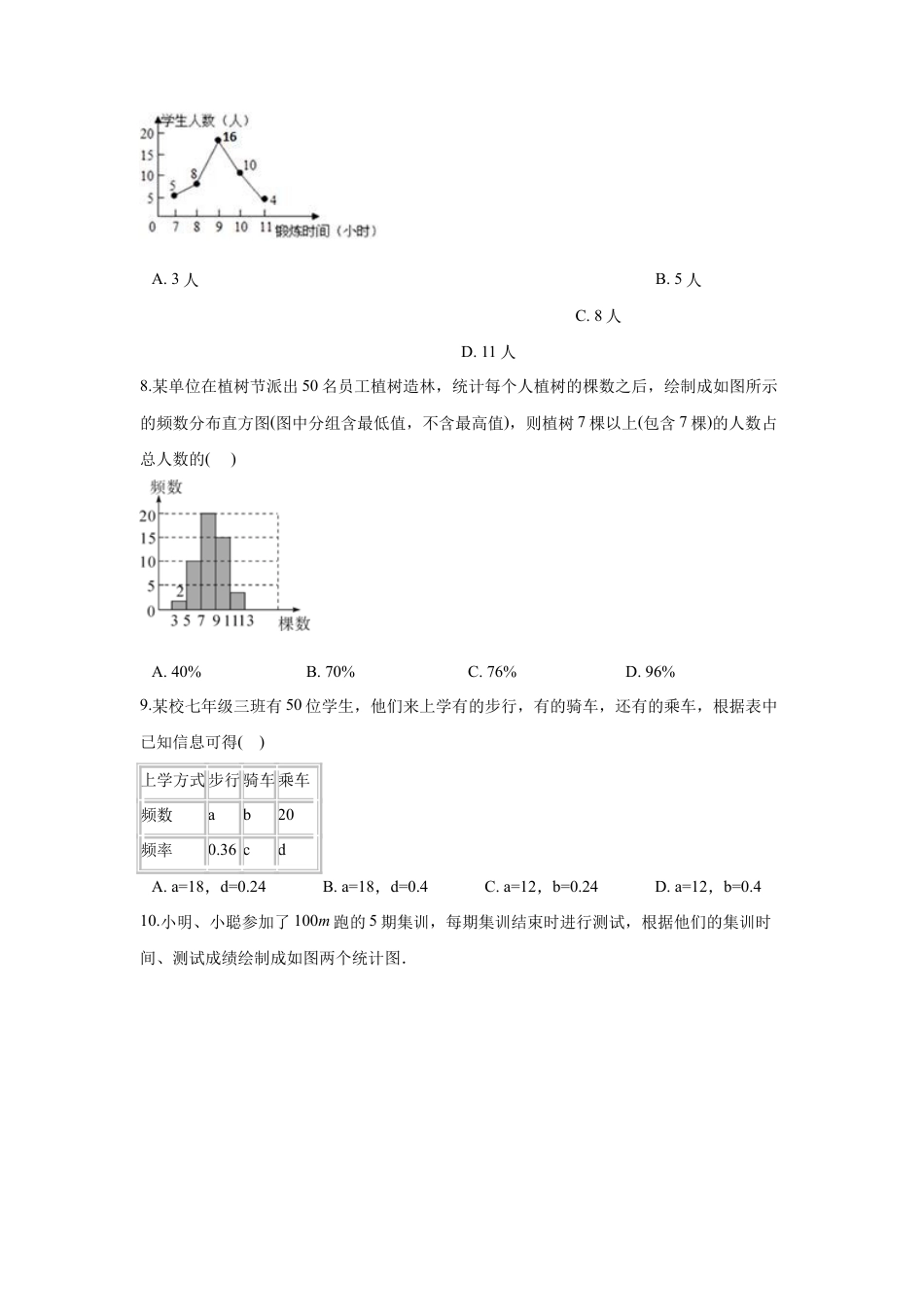 最新同步训练：第七章_数据的收集、整理、描述.doc_第2页