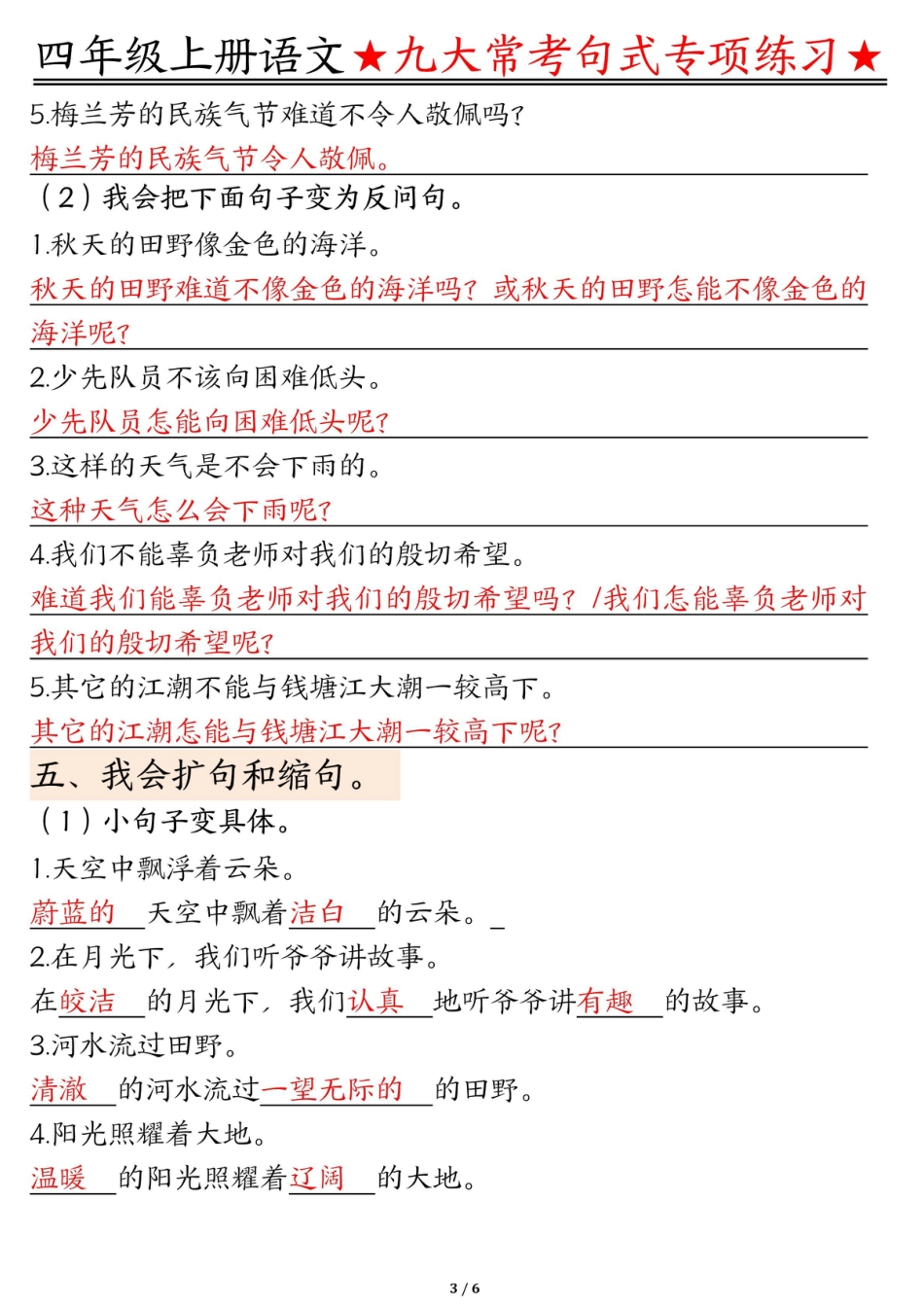 四年级上册《语文九大常考句式专项练习》.pdf_第3页