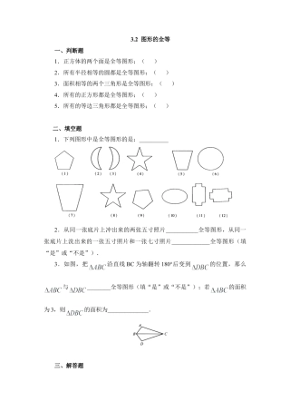 北师大版七年级数学下《图形的全等》同步练习1.doc