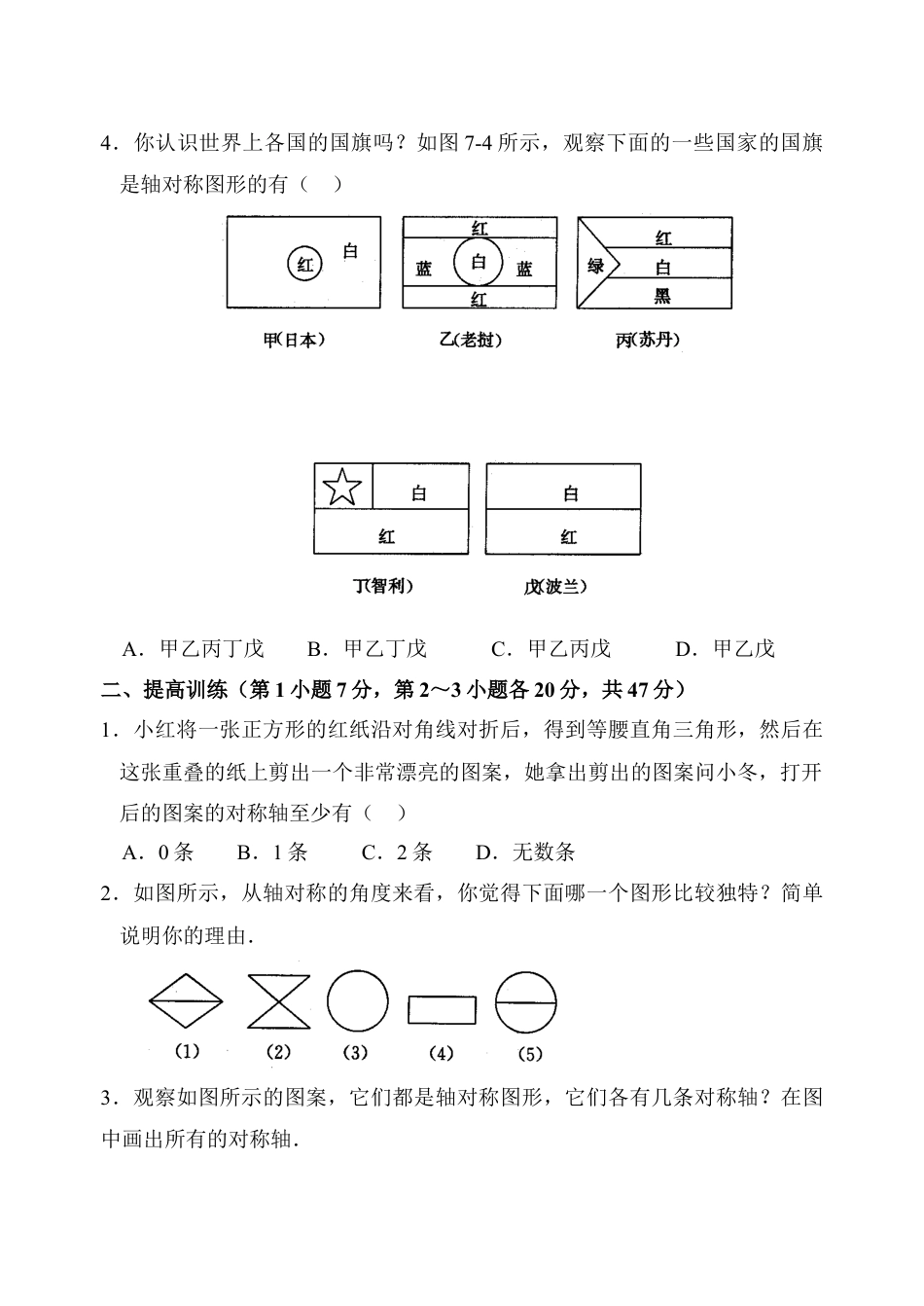 北师大版七年级数学下《轴对称现象》同步练习1.doc_第2页