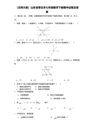 北师大版七年级数学下9、七年级数学下册期中试卷及答案.doc