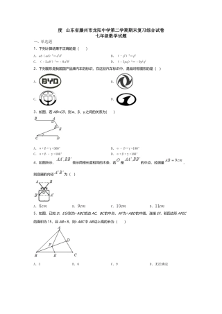 山东省滕州市龙阳中学第二学期期末复习七年级数学试题.docx