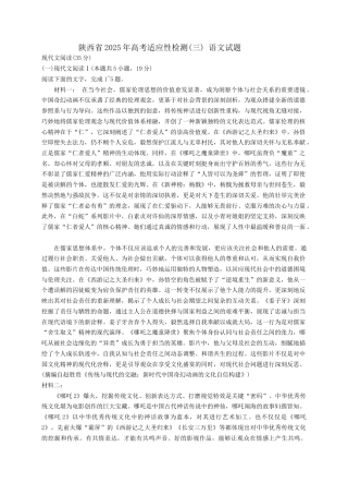 2025届陕西省高考适应性检测（三）语文试题+答案.doc