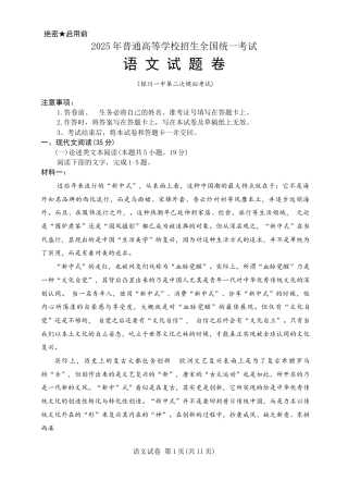 2025届宁夏回族自治区银川一中高三第二次模拟语文试题.docx