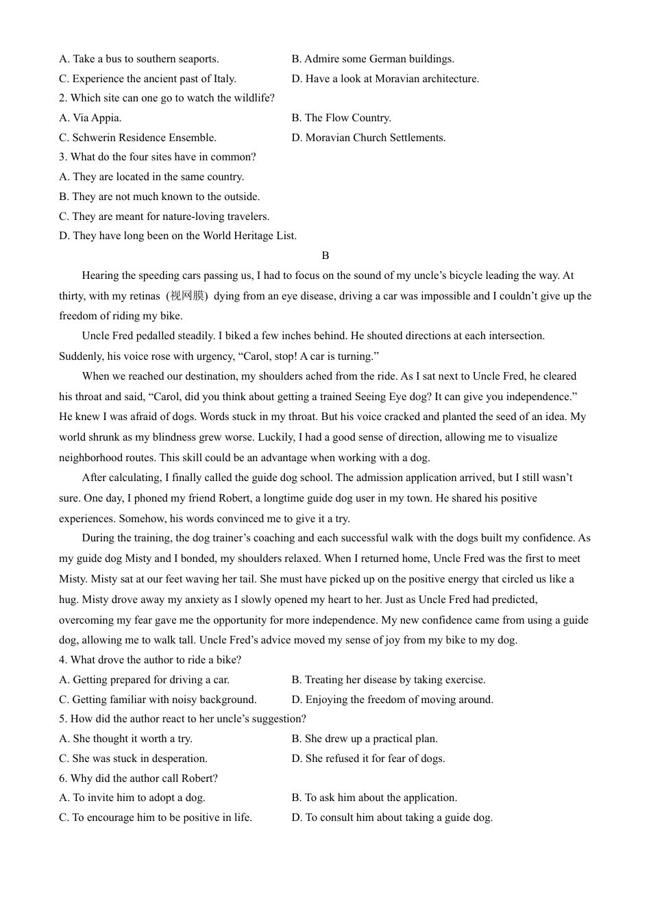 2025届广东省湛江市普通高中毕业班11月份调研测试英语试题（含解析）.docx_第2页