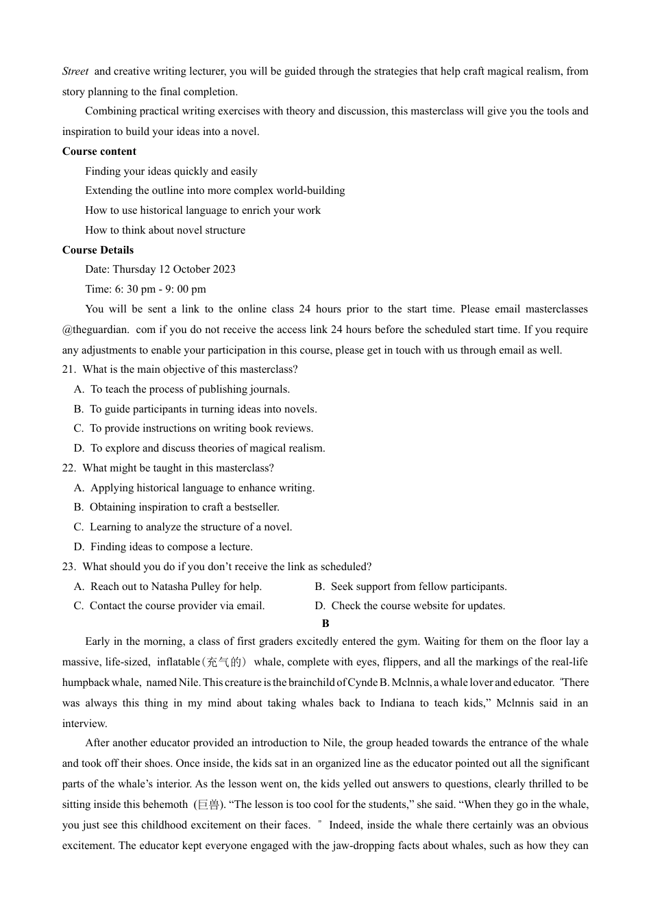 黑龙江省实验中学2024-2025学年度高三学年上学期第三次月考考试英语学科试卷.docx_第3页