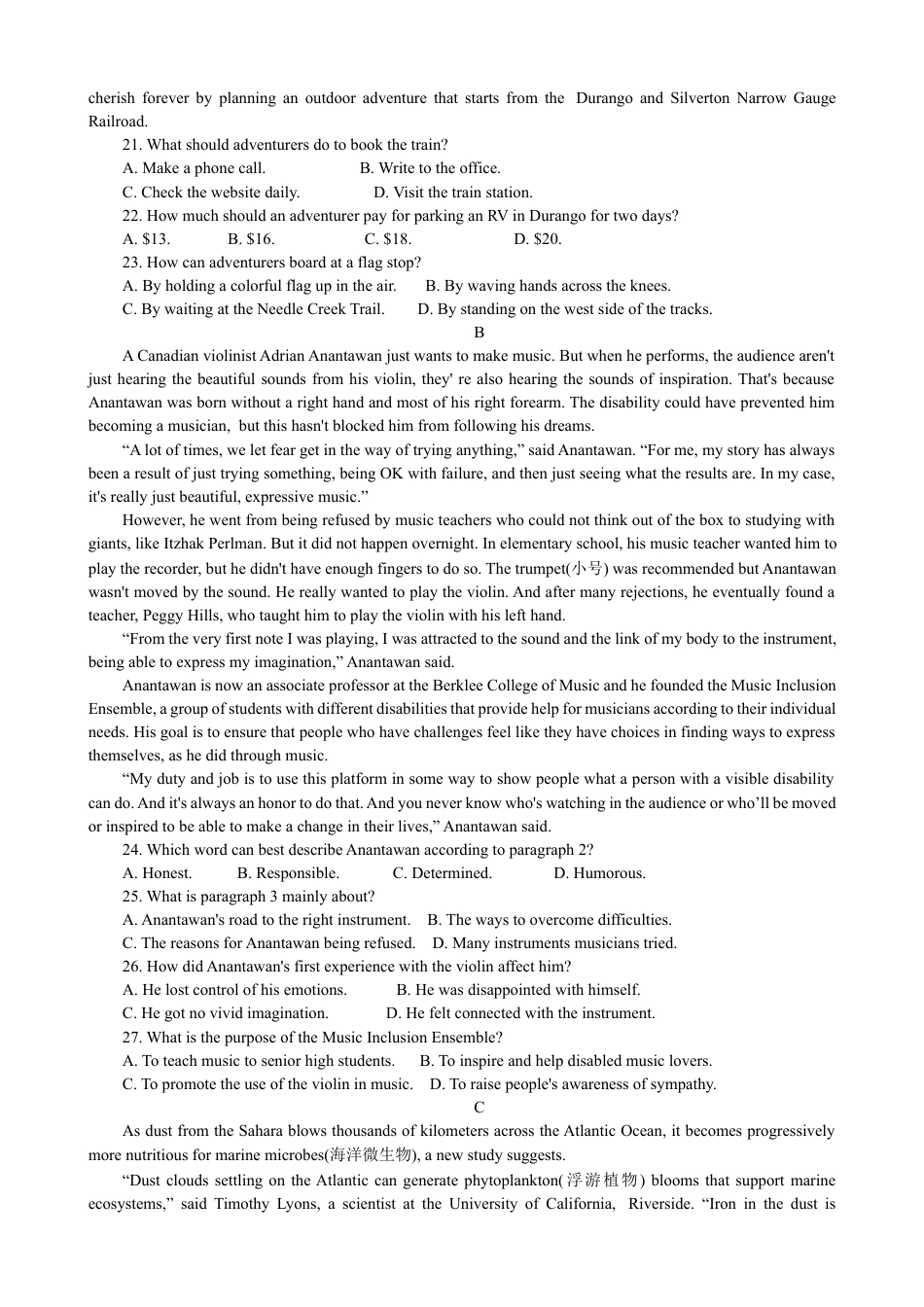 2025届山西省部分学校高三下学期4月巩固提升卷英语试题.docx_第3页