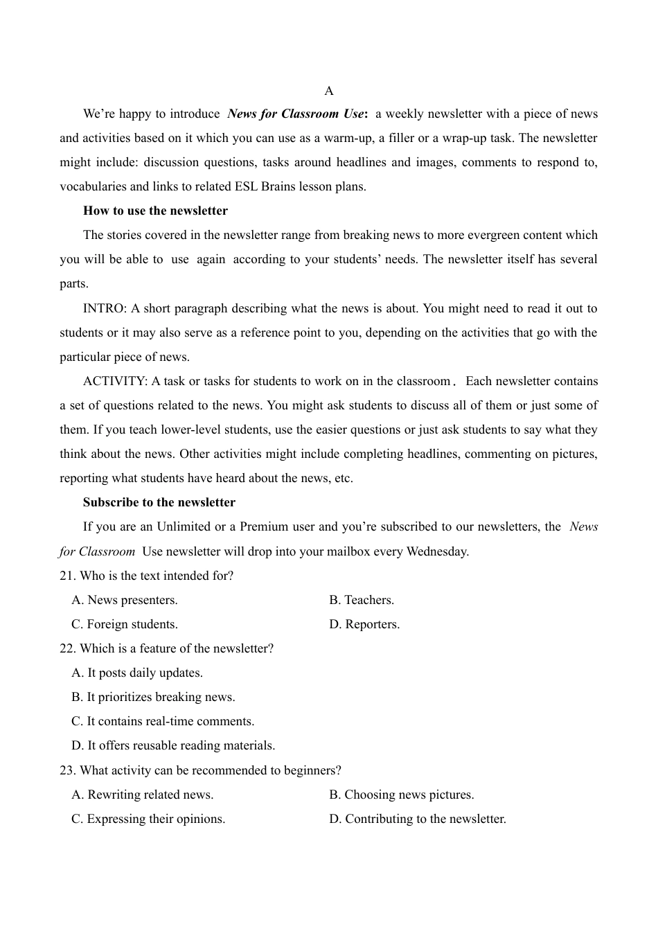 绵阳南山中学实验学校高2023级高三（上）10月月考+英语.docx_第3页