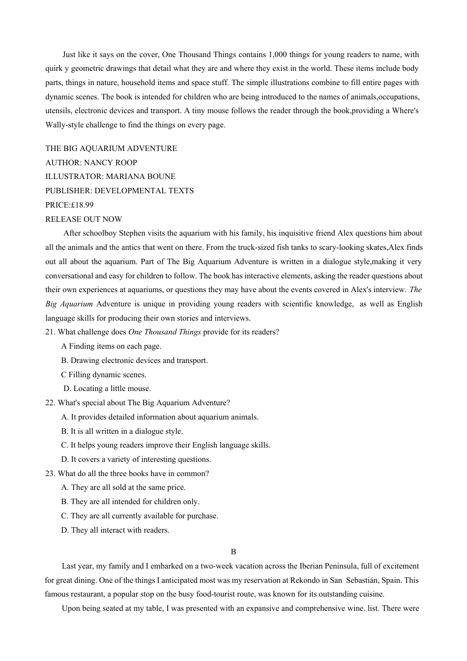 重庆市第一中学校2024-2025学年高三下学期3月适应性月考英语试题（含答案）.docx_第3页