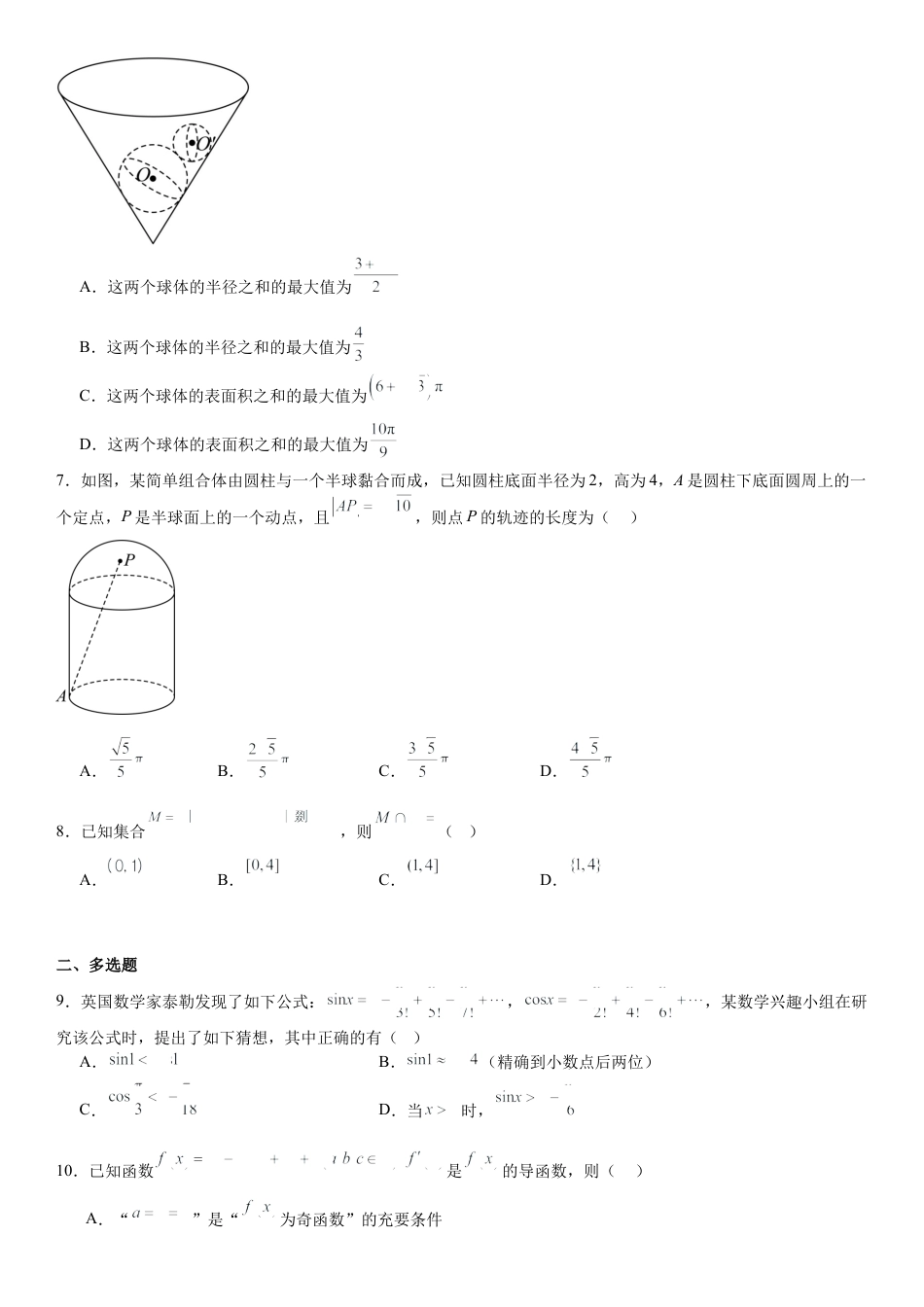 湖南省长沙市望城区第一中学2025届高三一模试题数学.docx_第2页