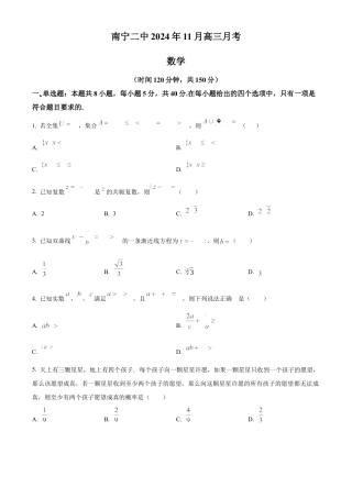 广西南宁市第二中学2024-2025学年高三上学期11月月考数学.docx