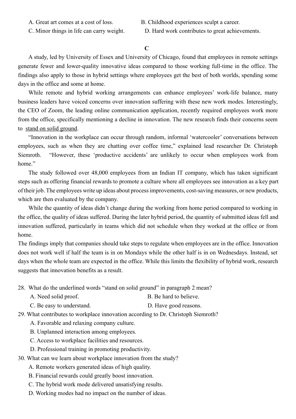 广东省华南师范大学附属中学2024-2025学年高三上学期11月综合测试（二）英语 Word版含答案.docx_第3页