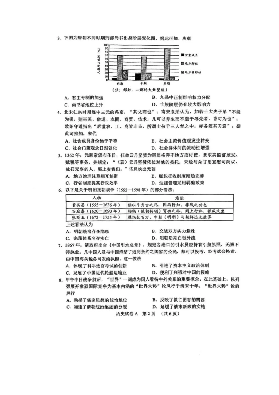 2025年广州市普通高中毕业班综合测试（一）历史试卷（含答案）.docx_第2页