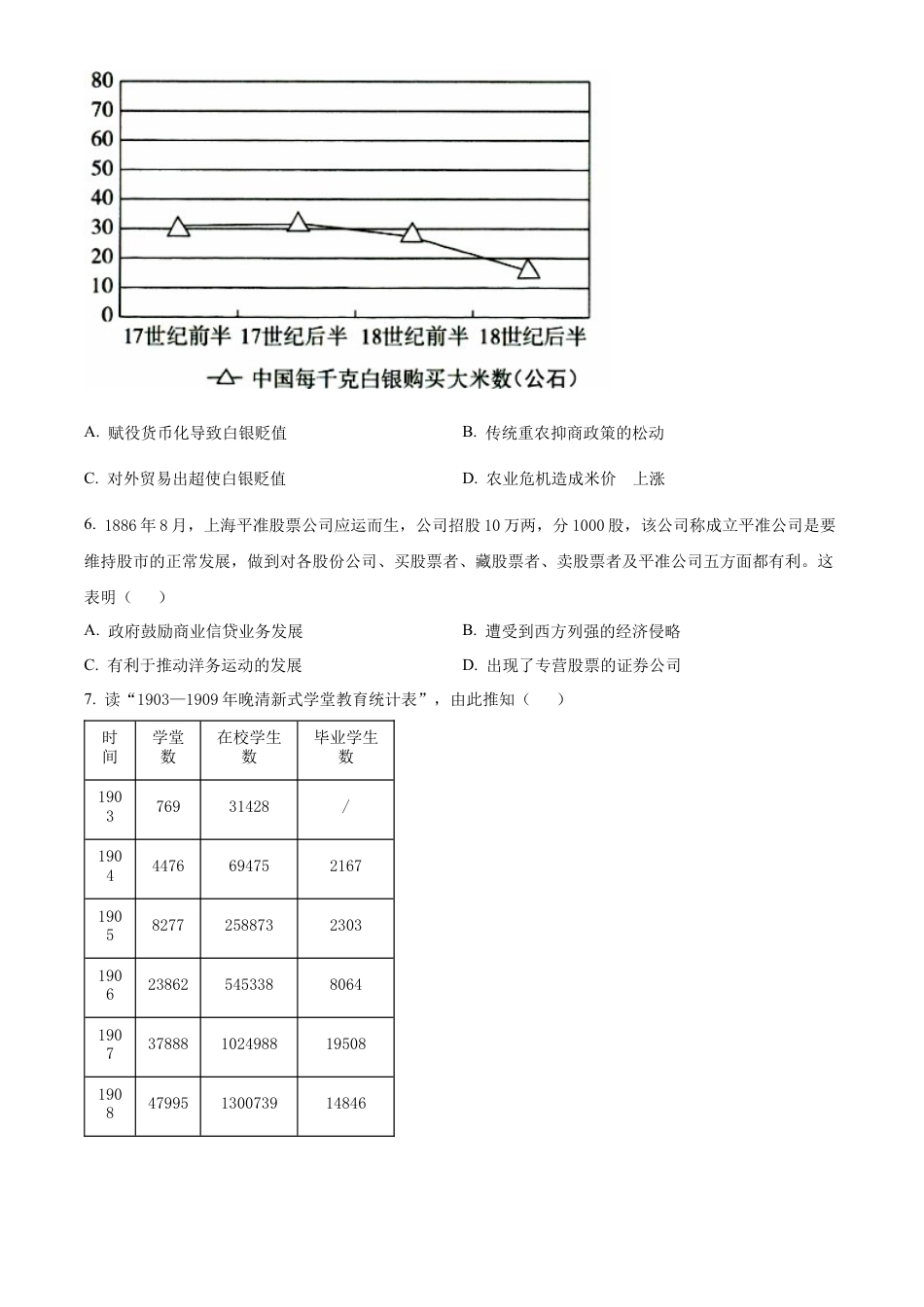 江西省南昌市第十中学2024-2025学年高三上学期第一次月考历史.docx_第2页