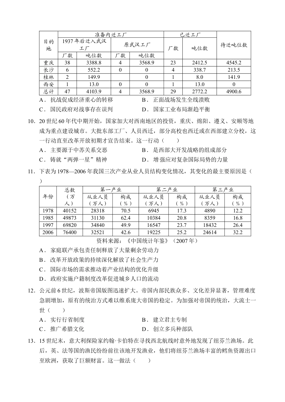 深圳市罗湖区2025-2026学年高三第一学期开学质量检测历史.docx_第3页