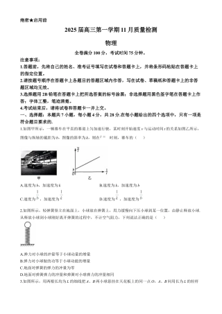 河南省部分示范性高中2024-2025学年高三上学期11月联考物理试题（含解析）.docx