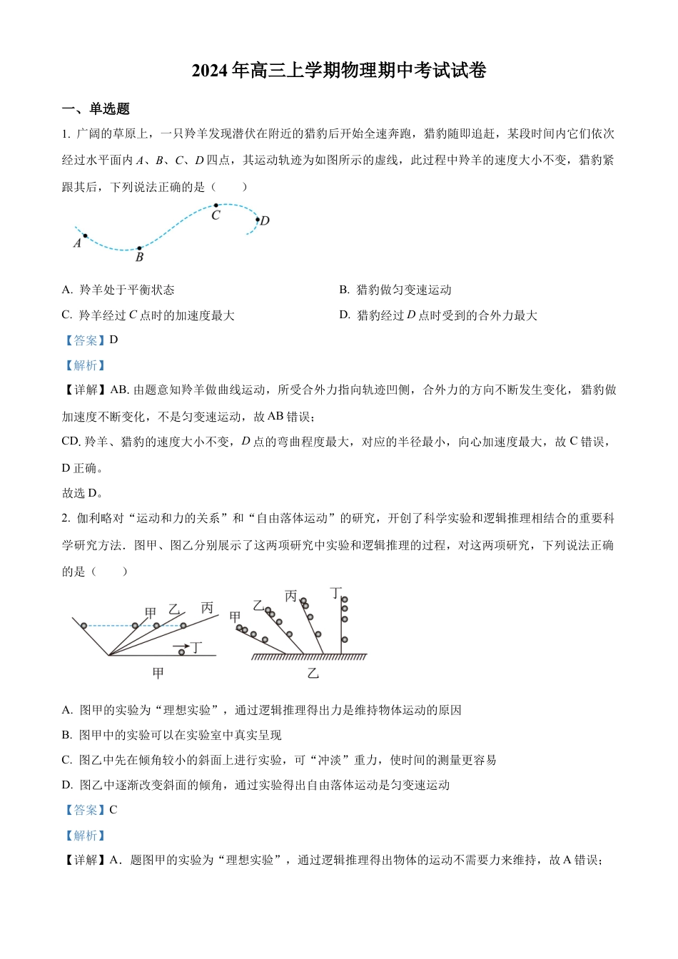 湖南省岳阳市临湘市2024-2025学年高三上学期11月期中物理试题  Word版含解析.docx_第1页