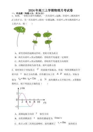 湖南省岳阳市岳阳县第一中学2024-2025学年高三上学期12月月考物理试题 Word版含答案.docx