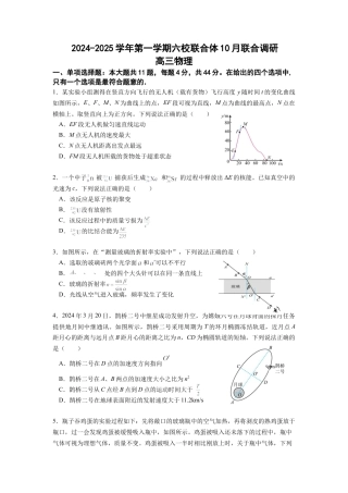 江苏省南京市六校联合体2024-2025学年高三上学期10月期中物理试题_六校联考物理试卷.docx