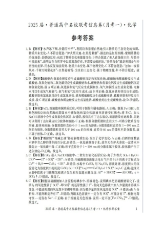 湖南省娄底市名校联考11月信息卷（月考一）化学答案.docx