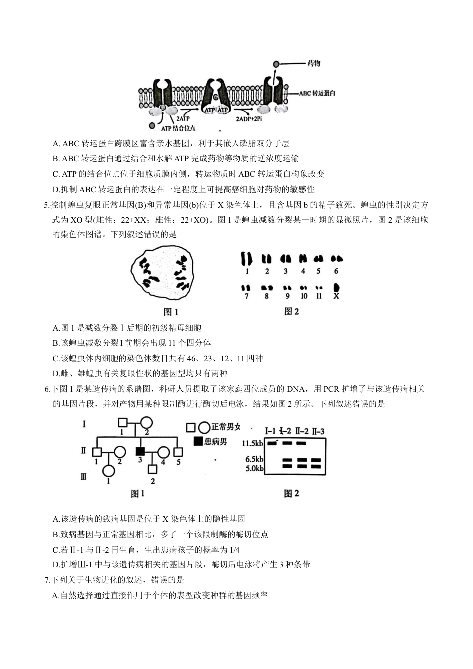 江苏省南京市2026届高三年级9月学情调研生物学试卷（有答案）.docx_第2页