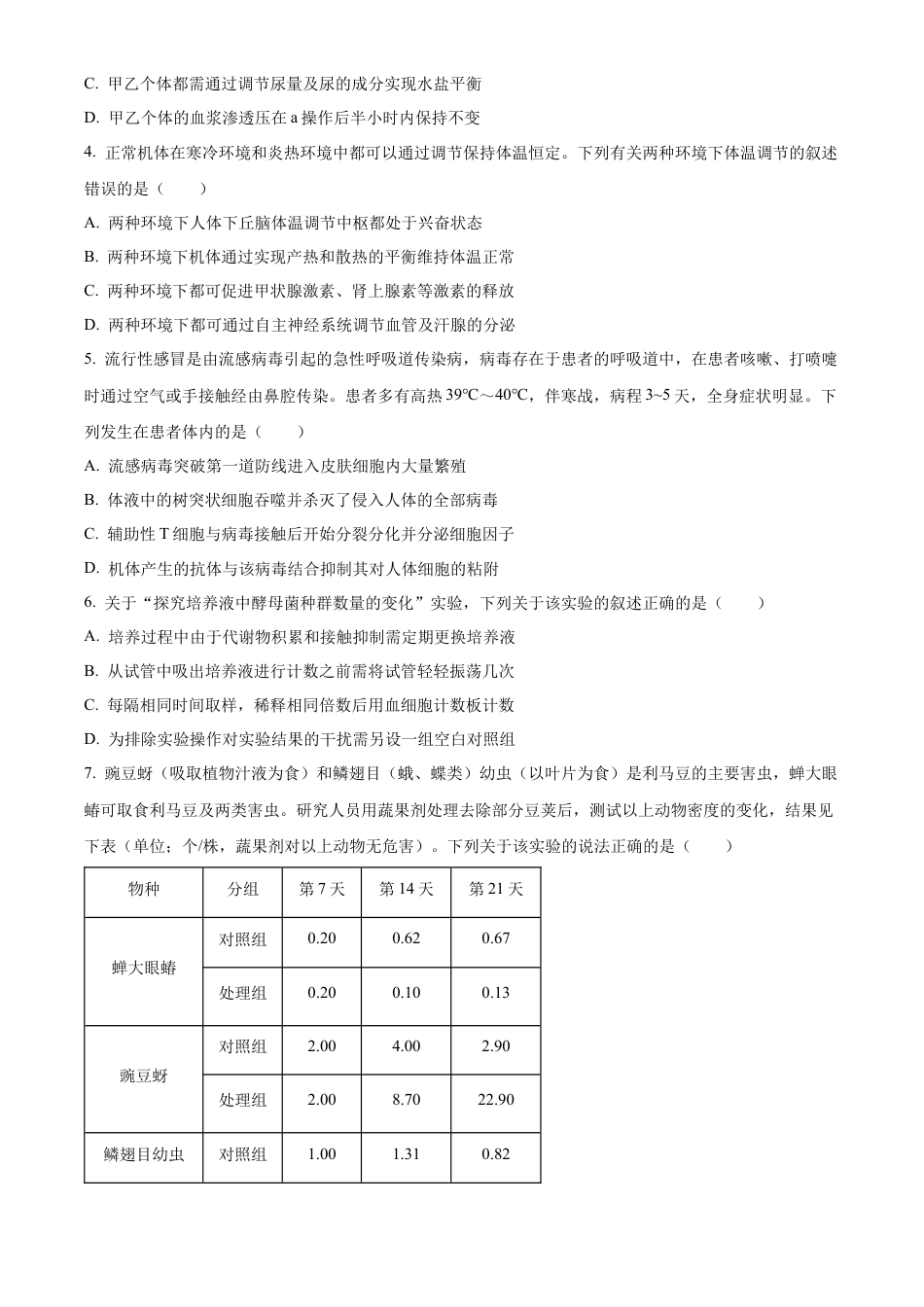 安徽省A10联盟2023-2024学年高二下学期6月月考试题 生物 Word版含解析.docx_第2页