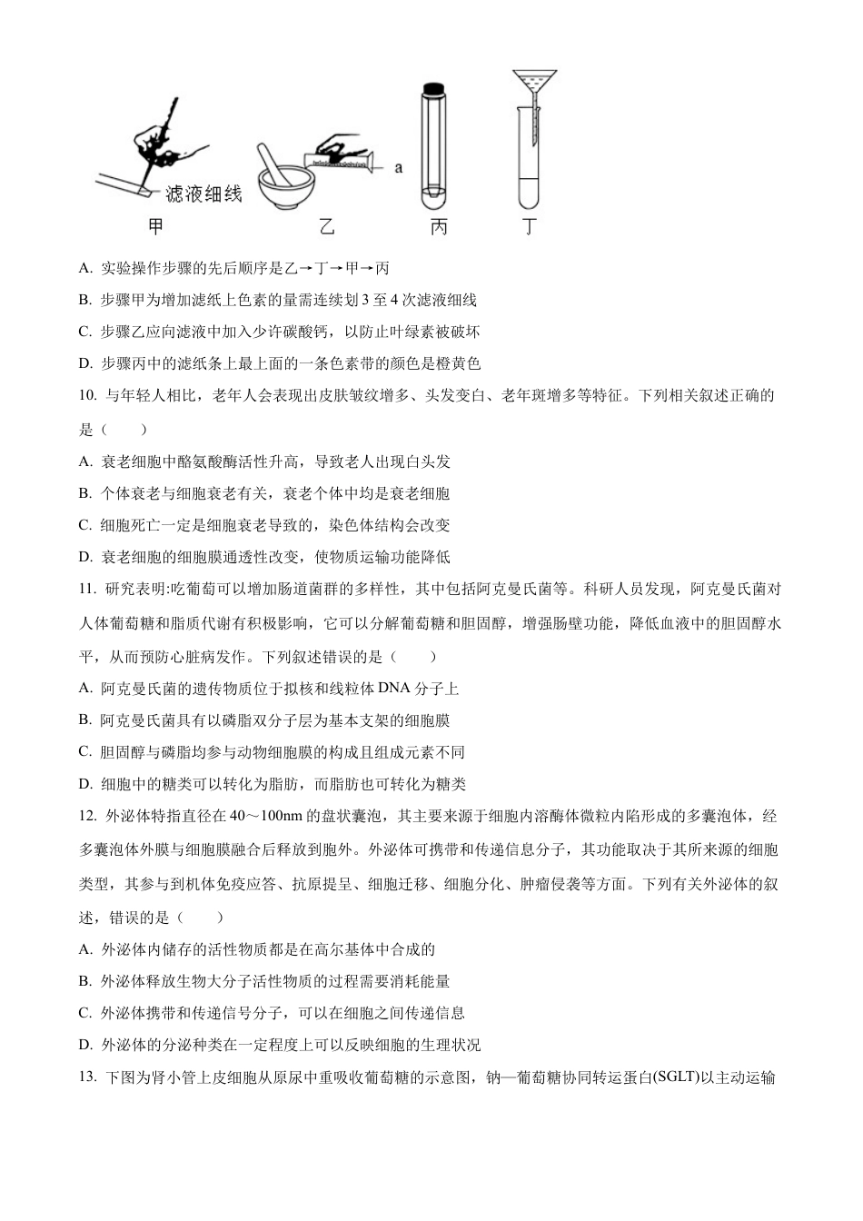 福建省百校联考2024-2025学年高三上学期10月测评生物 Word版含答案.docx_第3页