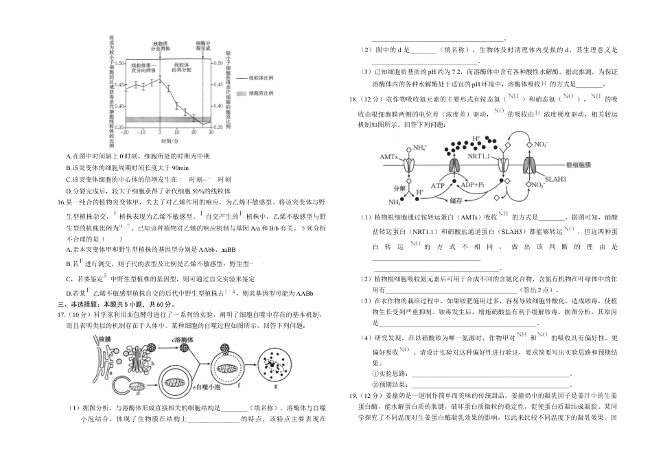 湖南省部分学校2024-2025学年高三上学期10月阶段检测联合考试生物试题+答案.docx_第3页