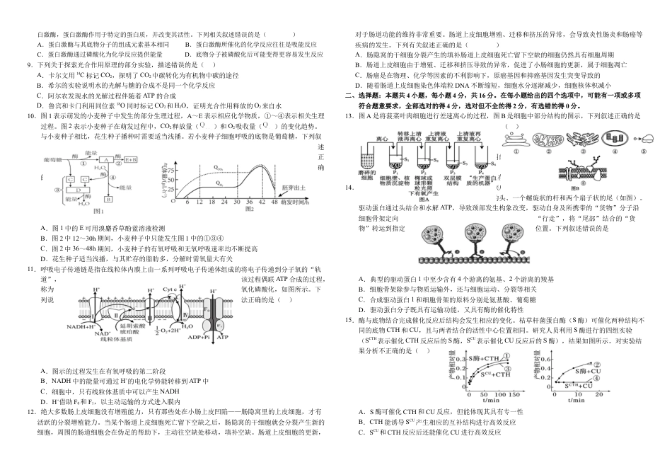 湖南省常德市第一中学2024-2025学年高三上学期第一次月考生物+答案.docx_第2页