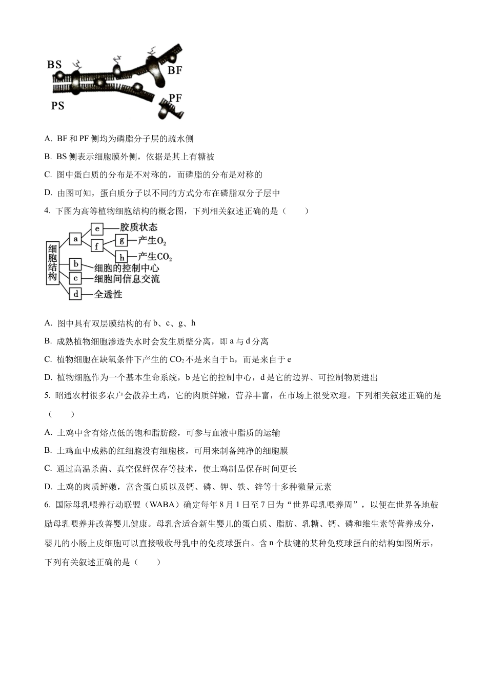 湖南省沅澧共同体2024-2025学年高三上学期第二次联考生物试题 Word版无答案.docx_第2页