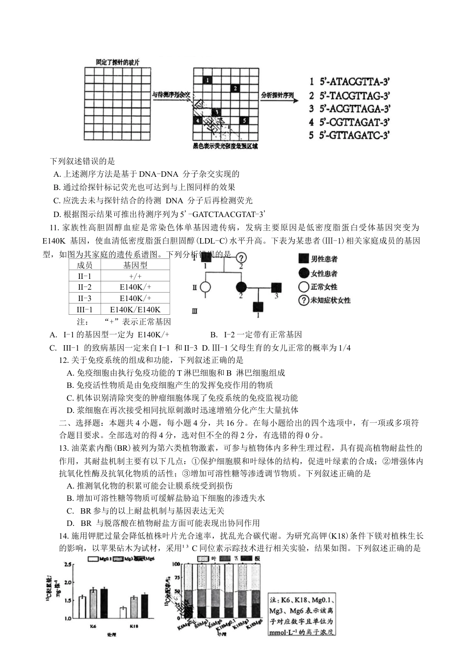 湖南省岳阳市2025届高三下学期教学质量监测（二）生物学试题（含答案）.docx_第3页