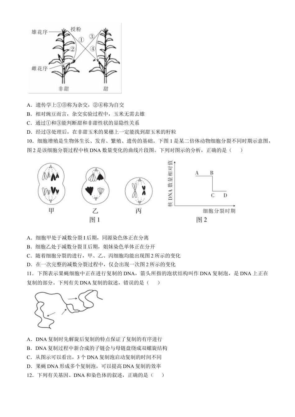 江西省多校联考2024-2025学年高三上学期期中考试生物试题（含解析）.docx_第3页