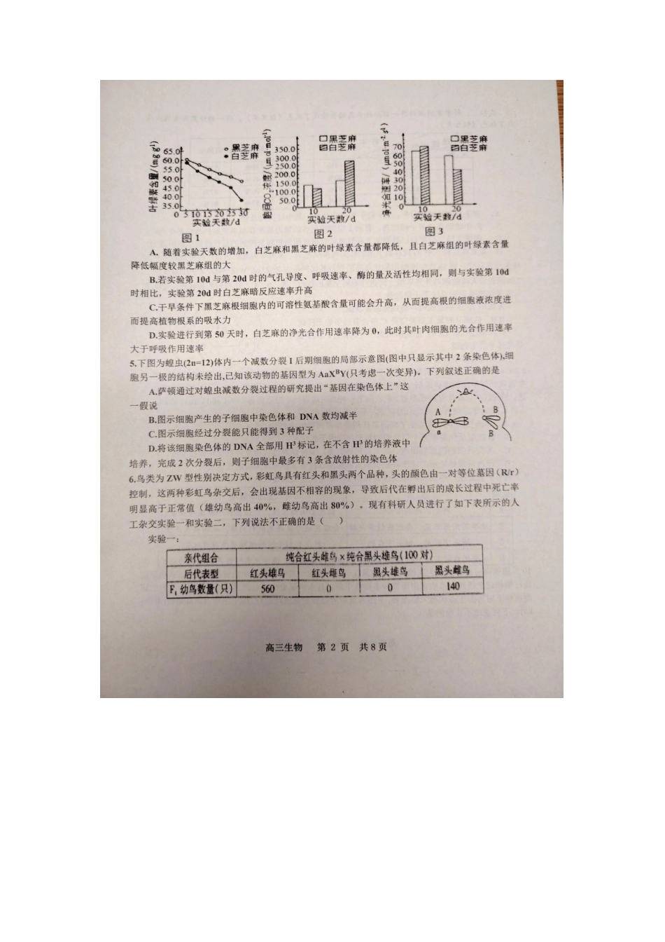 江西省景德镇市2025届高三上学期第二次质量检测生物试题.docx_第2页