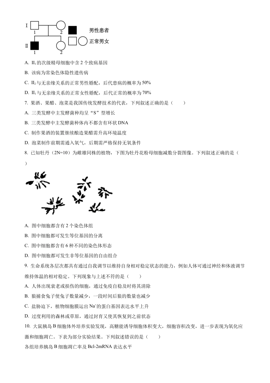 精品解析：湖北省武汉市东西湖区华中师范大学第一附属中学2024-2025学年高三上学期11月期中生物试题（原卷版）.docx_第3页
