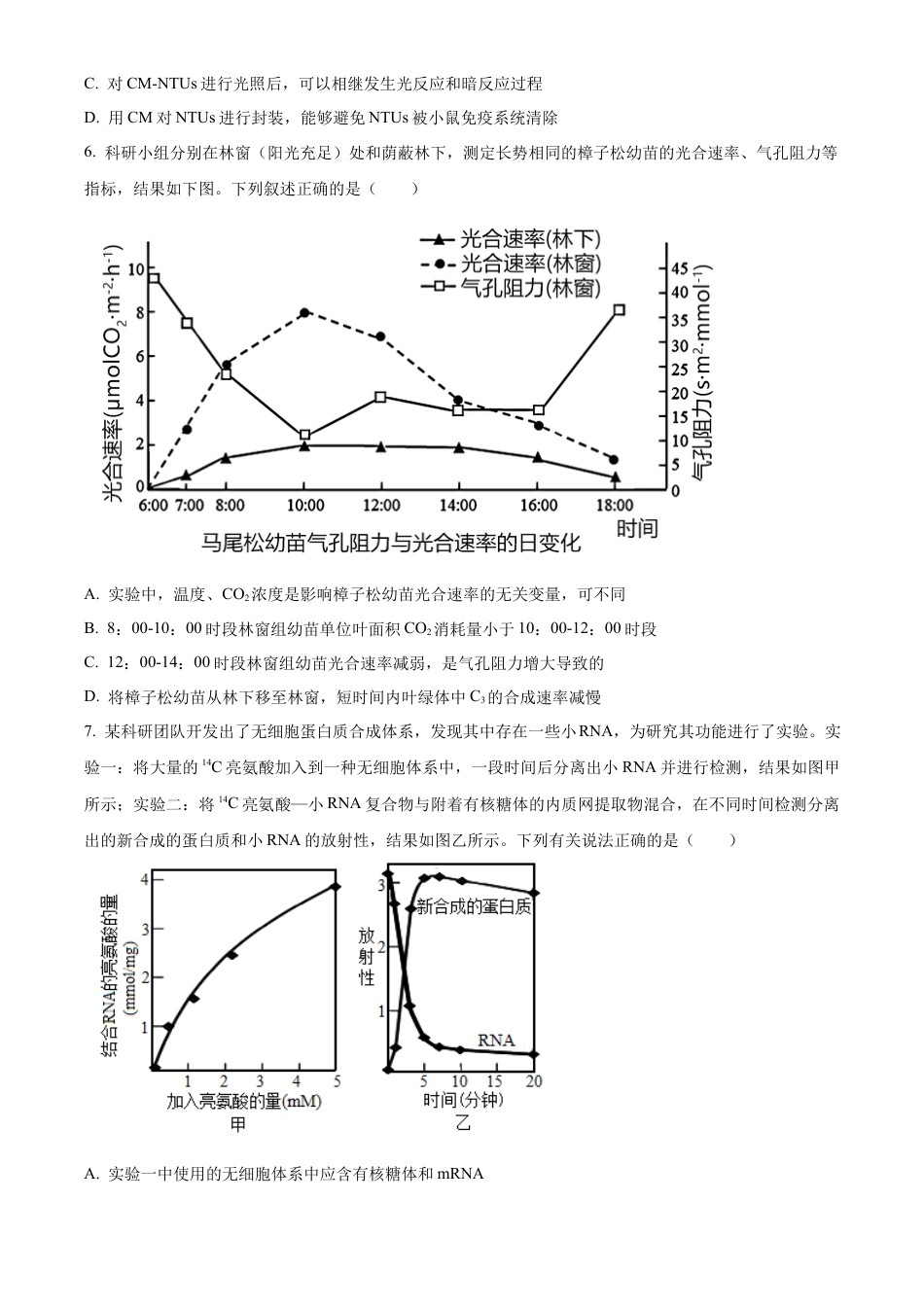 山东省泰安第一中学2025届高三上学期11月月考生物试题.docx_第3页