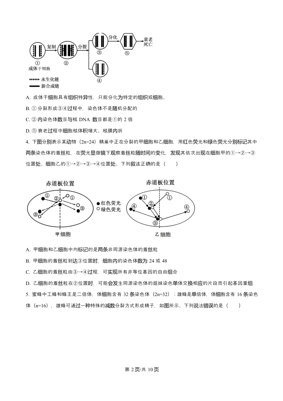 天津市南开大学附中2025年高三上学期第一次阶段检测+生物.docx_第2页