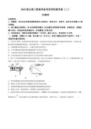 云南省三校2025届高三上学期高考备考实用性联考（二） 生物 Word版含解析.docx