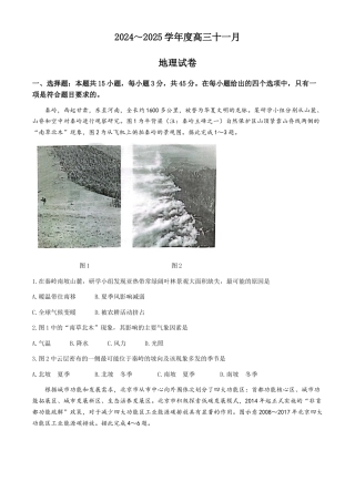 湖北省武汉市江岸区2024-2025学年高三上学期11月调考地理试题（含答案）.docx