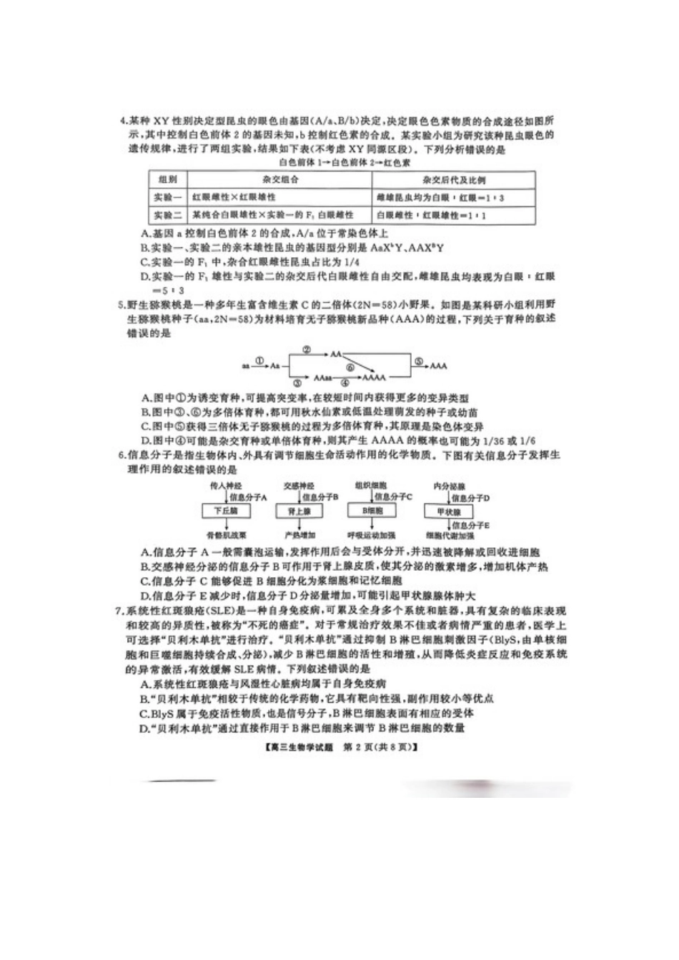 2025届三湘名校教育联盟五市十校教研教改共同体高三2月入学大联考生物试题.docx_第2页