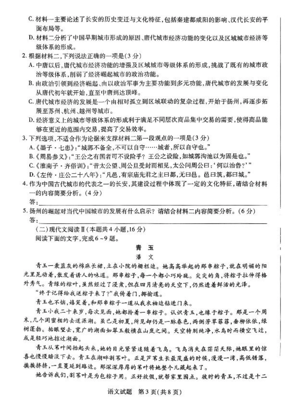 河南省大联考2025届高三上学期调研考试语文试题（含答案）.pdf_第3页