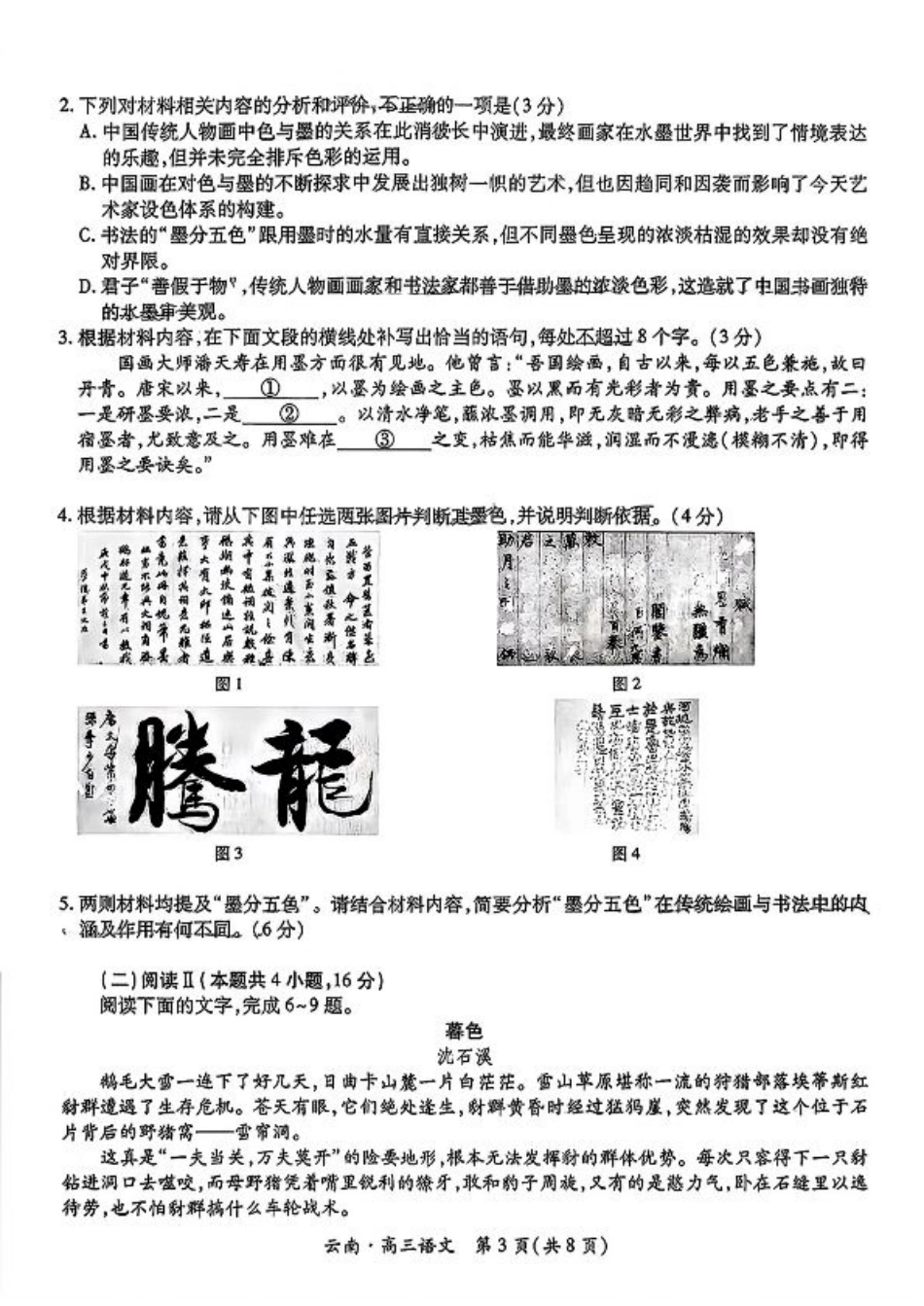 云南民族大学附属高级中学2026届高三联考卷（二）语文.pdf_第3页