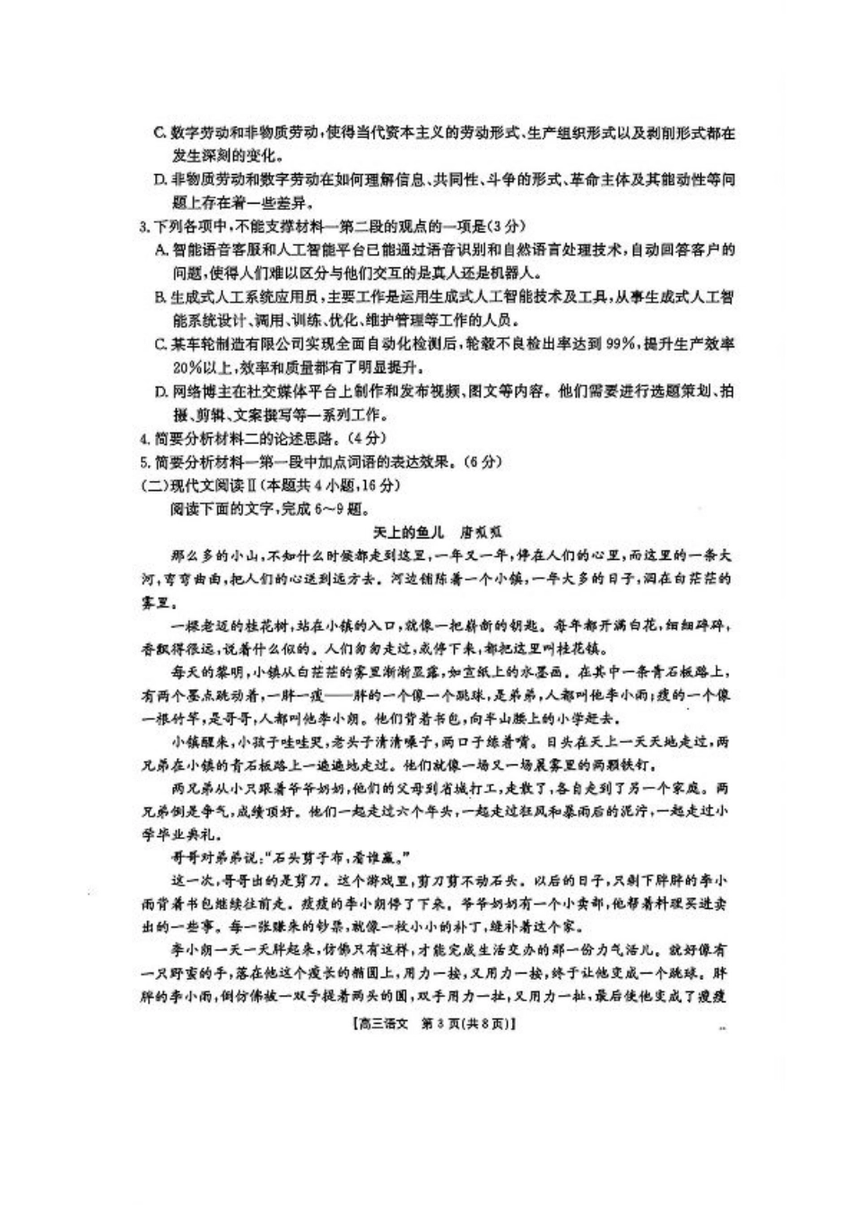河北省沧衡名校联盟2024-2025学年高三11月期中考试语文+答案.pdf_第3页