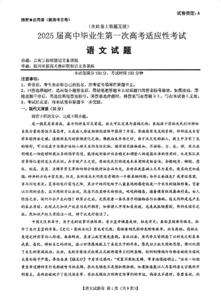 2025届新高考二卷地区第一次适应性考试_语文试卷.pdf