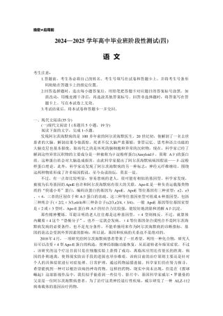 河南省大联考2024-2025学年高中毕业班阶段性测试（四）语文_语文.pdf