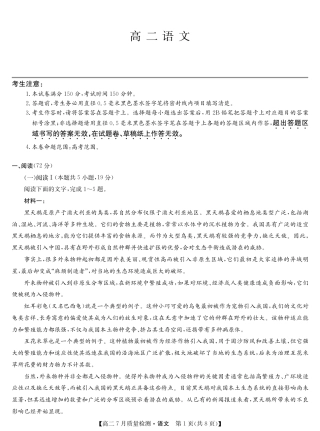 江西省九师联盟2024-2025学年高二下学期7月质量检测（摸底考试）（7.24）（全科）_0823204624_语文-7月质量检测.pdf
