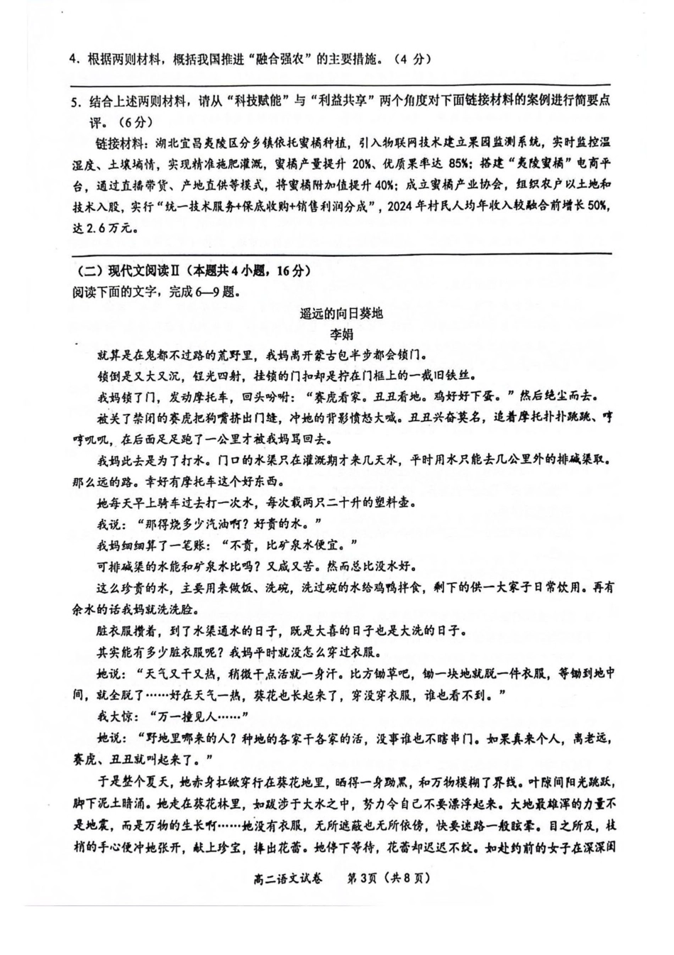 广西南宁市部分学校2024-2025学年高二下学期6月期末考试 语文 PDF版含解析.pdf_第3页