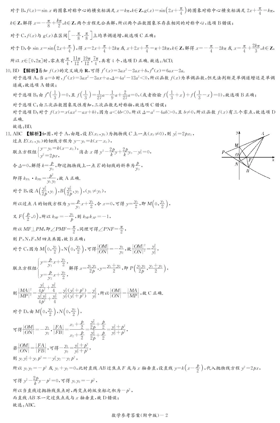 湖南省长沙市湖南师范大学附属中学2024-2025学年高三上学期月考（四）数学试题_数学答案（附中4次）.pdf_第2页