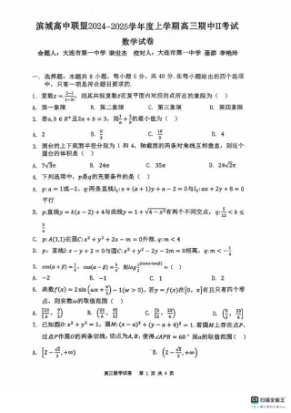 辽宁省大连市滨城高中联盟2024-2025学年高三上学期期中Ⅱ考试数学试卷.pdf