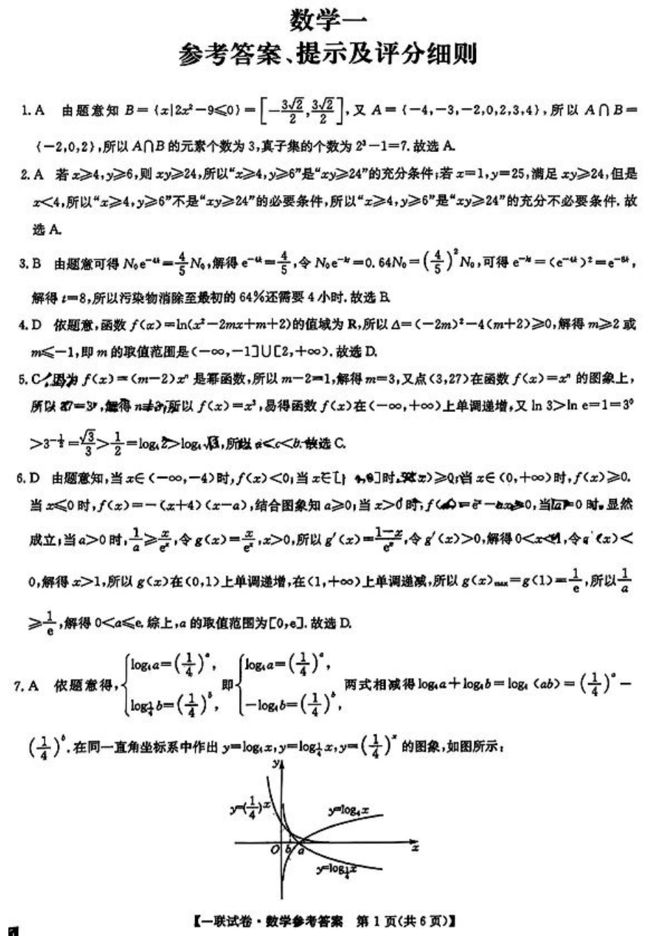 2024-2025学年高三第一次联考（月考）数学_数学答案.pdf_第1页
